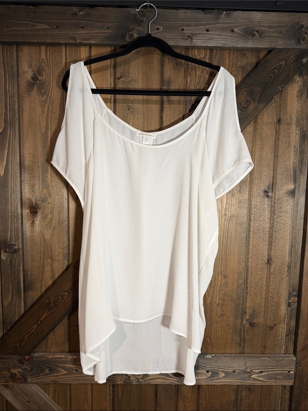 Ambiance White Scoop-Neck Layered Tunic(sheer)